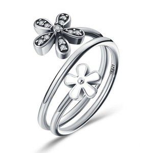 🍁925 Silver Plated New Fashion Cute Flower Design Ring, GPMB1504-8